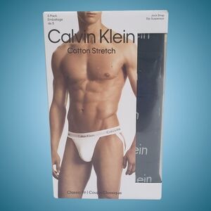 Calvin Klein Cotton Stretch Jock Strap Classic Fit 5 Pairs Large Black NWT
